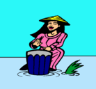 Dibujo Mujer tocando el bongó pintado por michelle