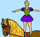 Dibujo Trapecista encima de caballo pintado por Sandy