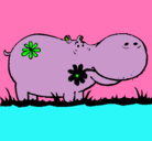 Dibujo Hipopótamo con flores pintado por Jade