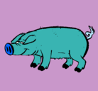 Dibujo Cerdo con pezuñas negras pintado por antonio