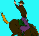 Dibujo Vaquero en caballo pintado por galleta