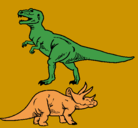Dibujo Triceratops y tiranosaurios rex pintado por dinosaurios