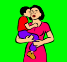 Dibujo Beso maternal pintado por mau