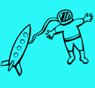 Dibujo Cohete y astronauta pintado por BNK