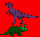 Dibujo Triceratops y tiranosaurios rex pintado por dragonyoshua7