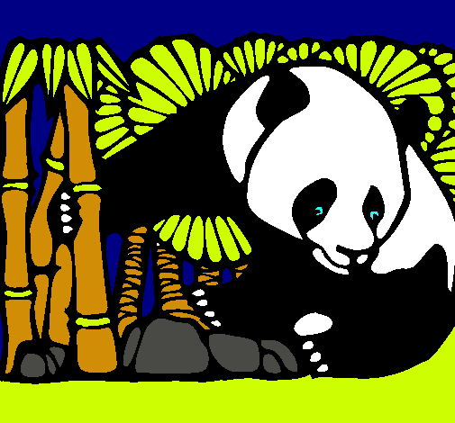 Oso panda y bambú