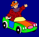 Dibujo Muñeca en coche descapotable pintado por eva