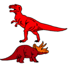 Dibujo Triceratops y tiranosaurios rex pintado por rigoberto