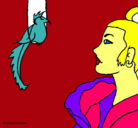 Dibujo Mujer y pájaro pintado por matierislicea