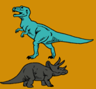 Dibujo Triceratops y tiranosaurios rex pintado por spinoaurio-eloy