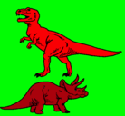 Dibujo Triceratops y tiranosaurios rex pintado por joaquin