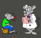 Dibujo Doctor y paciente ratón pintado por coni