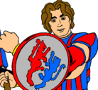 Dibujo Caballero con escudo de león pintado por dvdbc