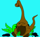 Dibujo Diplodocus sentado pintado por camilo