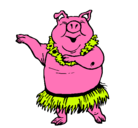 Dibujo Cerdo hawaiano pintado por Guille