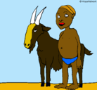 Dibujo Cabra y niño africano pintado por Nuriavz