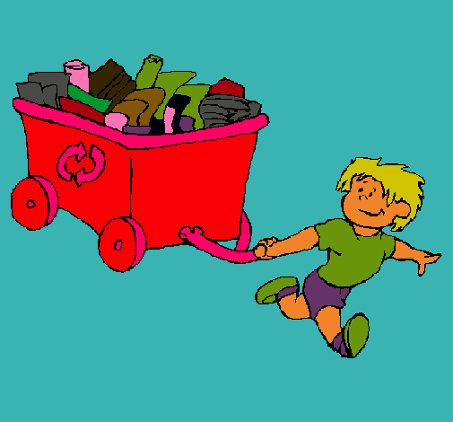 Niño reciclando