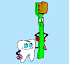Dibujo Muela y cepillo de dientes pintado por belen