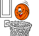 Dibujo Pelota y canasta pintado por basquet