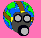 Dibujo Tierra con máscara de gas pintado por jijijnosecomomellamo
