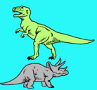 Dibujo Triceratops y tiranosaurios rex pintado por esteban