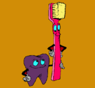 Dibujo Muela y cepillo de dientes pintado por GAMDONITO