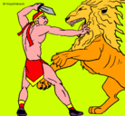Dibujo Gladiador contra león pintado por DIOSEL