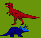 Dibujo Triceratops y tiranosaurios rex pintado por sabnio