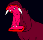 Dibujo Hipopótamo con la boca abierta pintado por ICarly