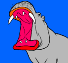 Dibujo Hipopótamo con la boca abierta pintado por lucila