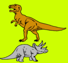Dibujo Triceratops y tiranosaurios rex pintado por AldoDanielR.R