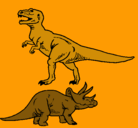 Dibujo Triceratops y tiranosaurios rex pintado por jeje