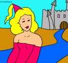 Dibujo Princesa y castillo pintado por nicol