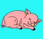 Dibujo Cerdo durmiendo pintado por paula