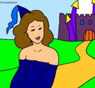 Dibujo Princesa y castillo pintado por lorena