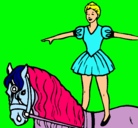 Dibujo Trapecista encima de caballo pintado por calito