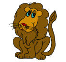 Dibujo León pintado por monos