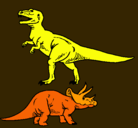 Dibujo Triceratops y tiranosaurios rex pintado por dylan1234