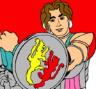 Dibujo Caballero con escudo de león pintado por juliancho