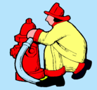 Dibujo Bombero en la boca de incendios pintado por alejandro..