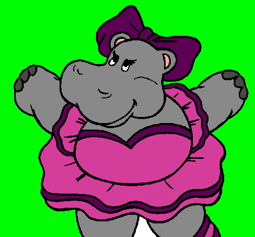 Hipopótama con lazo