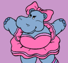 Dibujo Hipopótama con lazo pintado por eliana