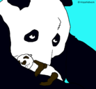 Dibujo Oso panda con su cria pintado por judith