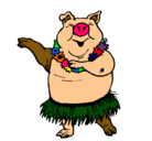Dibujo Cerdo hawaiano pintado por jorge