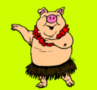 Dibujo Cerdo hawaiano pintado por jean