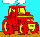 Dibujo Tractor en funcionamiento pintado por jose