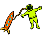 Dibujo Cohete y astronauta pintado por dannapaola