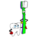 Dibujo Muela y cepillo de dientes pintado por hermy