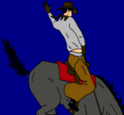 Dibujo Vaquero en caballo pintado por Gina