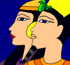 Dibujo Ramsés y Nefertiti pintado por querida